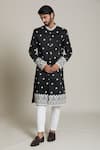 Buy_Arihant Rai Sinha_White Acrylic, , Satin Embroidery, Black Thread And Sherwani Set 