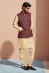 Buy Arihant Rai Sinha Maroon Jacquard, Silk Geometric Bundi Kurta Set at Aza Fashions Buy_Arihant Rai Sinha_Maroon Jacquard, Silk Geometric Bundi Kurta Set _at_Aza_Fashions
