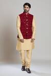 Arihant Rai Sinha_Maroon Bundi Velvet Embroidered Floral Thread Set _at_Aza_Fashions
