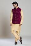 Shop_Arihant Rai Sinha_Wine Bundi Velvet Embroidered Geometric And Kurta Set _Online_at_Aza_Fashions