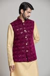 Arihant Rai Sinha_Wine Bundi Velvet Embroidered Geometric And Kurta Set _at_Aza_Fashions