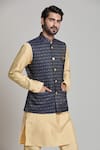 Arihant Rai Sinha_Blue Jacquard Geometric Pattern Nehru Jacket _Online_at_Aza_Fashions