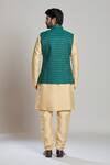 Shop_Arihant Rai Sinha_Green Jacquard Geometric Pattern Nehru Jacket _at_Aza_Fashions