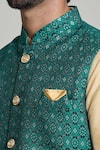 Shop_Arihant Rai Sinha_Green Jacquard Geometric Pattern Nehru Jacket _Online_at_Aza_Fashions