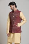 Shop_Arihant Rai Sinha_Maroon Jacquard Geometric Floral Nehru Jacket _Online_at_Aza_Fashions