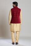 Shop_Arihant Rai Sinha_Maroon Velvet Embroidery, Sequins Floral Nehru Jacket _at_Aza_Fashions