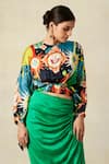 Buy_Gulabo By Abu Sandeep_Multi Color Modal Collared Mosaic Bloom Print Blouson Top _at_Aza_Fashions