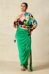 Shop_Gulabo By Abu Sandeep_Multi Color Modal Collared Mosaic Bloom Print Blouson Top _at_Aza_Fashions