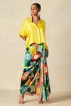 Buy_Gulabo by Abu Sandeep_Multi Color Modal Satin Print Mosaic Bloom Draped Skirt _Online_at_Aza_Fashions