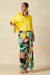 Shop_Gulabo by Abu Sandeep_Multi Color Modal Satin Print Mosaic Bloom Draped Skirt _Online_at_Aza_Fashions