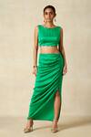 Buy_Gulabo By Abu Sandeep_Green Modal, Satin Boat Neck Sleeveless Blouse _at_Aza_Fashions