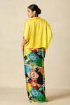 Shop_Gulabo by Abu Sandeep_Yellow Modal Satin Collar Neck Elbow Sleeve Crop Shirt _at_Aza_Fashions