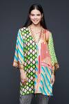 Buy_Gulabo By Abu Sandeep_Multi Color Modal V-neck Geometric Print Tunic _at_Aza_Fashions