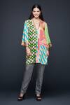 Gulabo By Abu Sandeep_Multi Color Modal V-neck Geometric Print Tunic _Online_at_Aza_Fashions