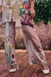 Pankaj & Nidhi Multi Color Silk Floral Pattern High Waist Pant Online at Aza Fashions Pankaj & Nidhi_Multi Color Silk Floral Pattern High Waist Pant _Online_at_Aza_Fashions