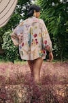 Shop_Pankaj & Nidhi_Multi Color Silk Sequins Collared Embellished Shirt And Shorts Set _at_Aza_Fashions