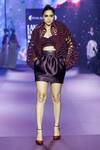 Pankaj & Nidhi_Purple Twill Deep Bordeaux Cocoon Skirt _at_Aza_Fashions