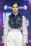 Pankaj & Nidhi_Ivory Silk Organza Embroidery Collared Sheer Shirt _Online_at_Aza_Fashions