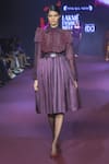 Buy_Pankaj & Nidhi_Purple Silk Organza Collared Deep Bordeaux Shirt _at_Aza_Fashions