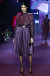 Pankaj & Nidhi_Purple Silk Organza Collared Deep Bordeaux Shirt _at_Aza_Fashions