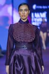 Pankaj & Nidhi_Purple Silk Organza Embroidery Collared Deep Bordeaux Shirt _Online_at_Aza_Fashions