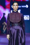 Pankaj & Nidhi_Purple Silk Organza Embroidery Collared Deep Bordeaux Shirt _at_Aza_Fashions