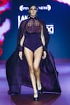 Pankaj & Nidhi Purple Crepe Off-shoulder Deep Bordeaux Off Bodysuit at Aza Fashions Pankaj & Nidhi_Purple Crepe Off-shoulder Deep Bordeaux Off Bodysuit _at_Aza_Fashions