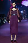 Buy_Pankaj & Nidhi_Purple Silk Organza Bandeau Neck Ganache Cowl Sleeve Top _Online_at_Aza_Fashions
