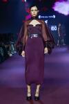 Buy_Pankaj & Nidhi_Purple Silk Organza Band Collar Cowl Sleeve Top And Skirt Set _at_Aza_Fashions
