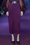 Pankaj & Nidhi_Purple Silk Organza Band Collar Cowl Sleeve Top And Skirt Set _at_Aza_Fashions