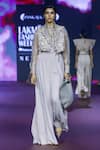 Buy_Pankaj & Nidhi_Pink Silk Organza Embellishment Sequins Cropped Dusky Rose Jumpsuit Set _at_Aza_Fashions