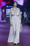 Pankaj & Nidhi_Pink Silk Organza Embellishment Sequins Cropped Dusky Rose Jumpsuit Set _Online_at_Aza_Fashions