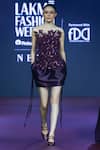 Buy_Pankaj & Nidhi_Burgundy Satin Sequins, Embroidery Asymmetric Floral Cutwork Harness Top _Online_at_Aza_Fashions