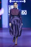 Buy_Pankaj & Nidhi_Purple Twill Deep Bordeaux Cocoon Midi Skirt _at_Aza_Fashions