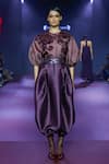 Buy_Pankaj & Nidhi_Purple Twill Embroidery Deep Bordeaux Cocoon Midi Skirt _Online_at_Aza_Fashions