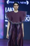 Pankaj & Nidhi_Purple Silk Organza, Faux Leather Embroidery Raisin Scallop Border Cape Dress _Online_at_Aza_Fashions