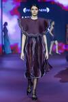 Buy_Pankaj & Nidhi_Purple Silk Organza, Faux Leather Embroidery Raisin Scallop Border Cape Dress _Online_at_Aza_Fashions