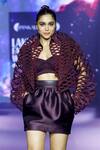 Buy_Pankaj & Nidhi_Purple Tulle, Crepe Beads Sweetheart Cutwork Embellished Bomber Jacket Skirt Set 