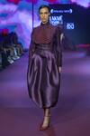 Buy_Pankaj & Nidhi_Burgundy Silk Organza, Tulle, Twill Crystals, Embellished Shirt And Skirt Set _at_Aza_Fashions