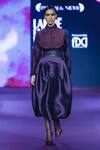 Buy_Pankaj & Nidhi_Burgundy Silk Organza, Tulle, Twill Crystals, Embellished Shirt And Skirt Set _Online_at_Aza_Fashions
