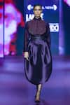 Shop_Pankaj & Nidhi_Burgundy Silk Organza, Tulle, Twill Crystals, Embellished Shirt And Skirt Set _Online_at_Aza_Fashions