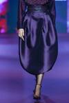 Pankaj & Nidhi_Burgundy Silk Organza, Tulle, Twill Crystals, Embellished Shirt And Skirt Set _at_Aza_Fashions