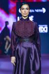 Buy_Pankaj & Nidhi_Burgundy Silk Organza, Tulle, Twill Crystals, Embellished Shirt And Skirt Set 