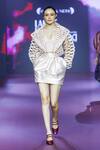 Pankaj & Nidhi_Ivory Tulle, Twill Beads Sweetheart Neck Glass Embellished Corset _Online_at_Aza_Fashions