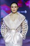 Shop_Pankaj & Nidhi_Ivory Tulle, Twill Beads Sweetheart Neck Glass Embellished Corset _Online_at_Aza_Fashions