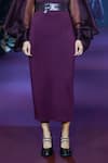 Shop Pankaj & Nidhi Purple Faux Leather High Waist Straight Skirt Online at Aza Fashions Shop_Pankaj & Nidhi_Purple Faux Leather High Waist Straight Skirt _Online_at_Aza_Fashions