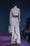 Shop_Pankaj & Nidhi_Pink Silk Organza Plain Shirt Collar Dusky Rose Sheer _at_Aza_Fashions
