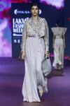 Pankaj & Nidhi_Pink Silk Organza Plain Shirt Collar Dusky Rose Sheer _Online_at_Aza_Fashions