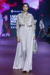 Buy_Pankaj & Nidhi_Pink Silk Organza Plain Shirt Collar Dusky Rose Sheer _Online_at_Aza_Fashions