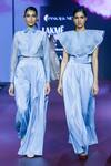 Buy_Pankaj & Nidhi_Blue Silk Organza Embroidery Collared Sterling Scalloped Layered Shirt _at_Aza_Fashions